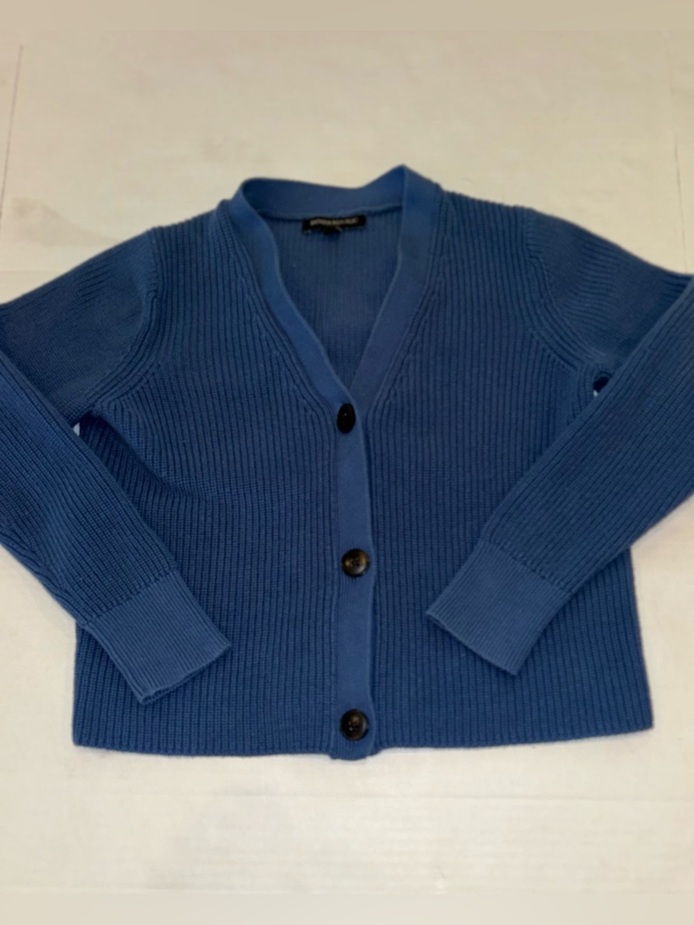 Banana Republic Blue Ribbed V-Neck Button Cardigan